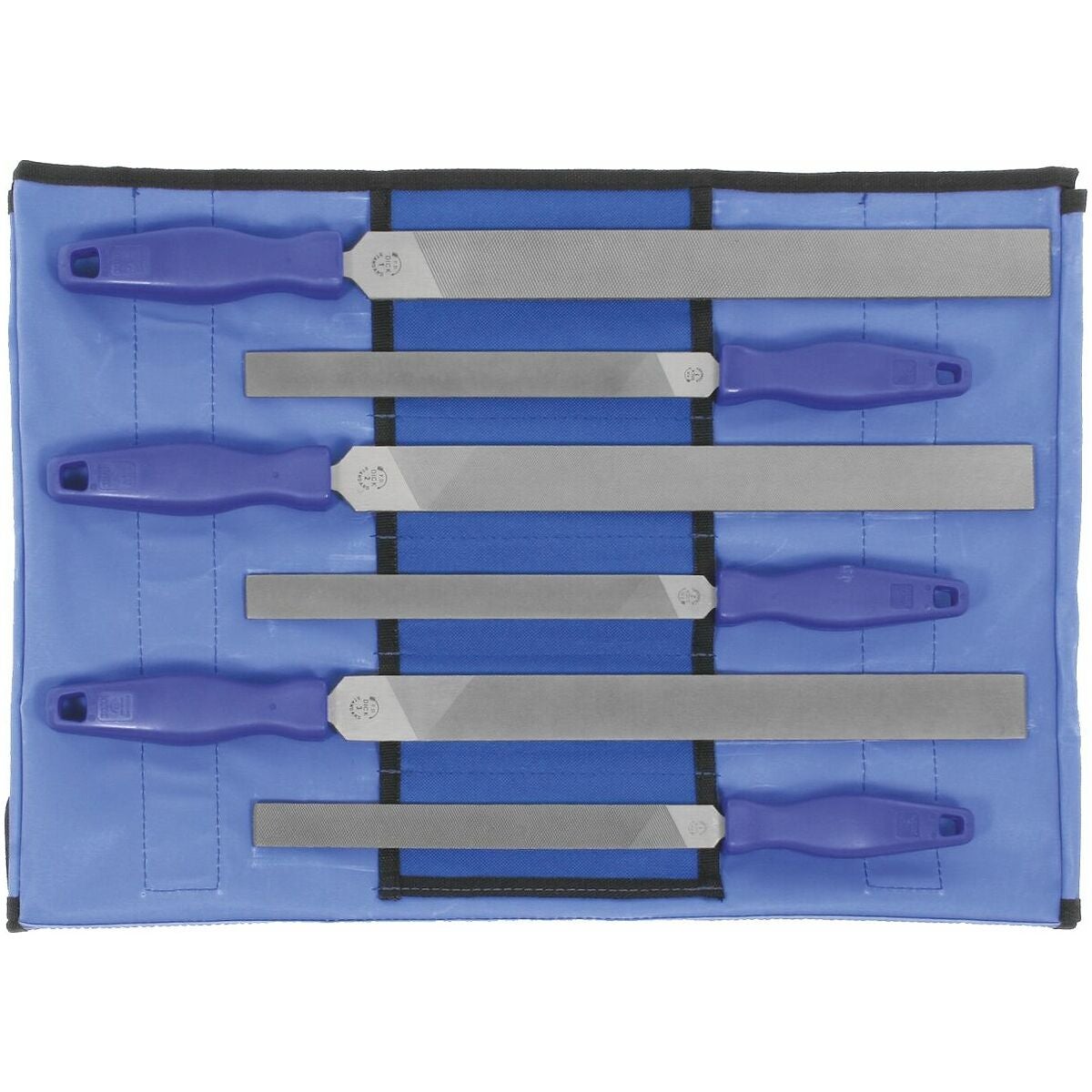 Sats med flata filar, 6 delar i fodral