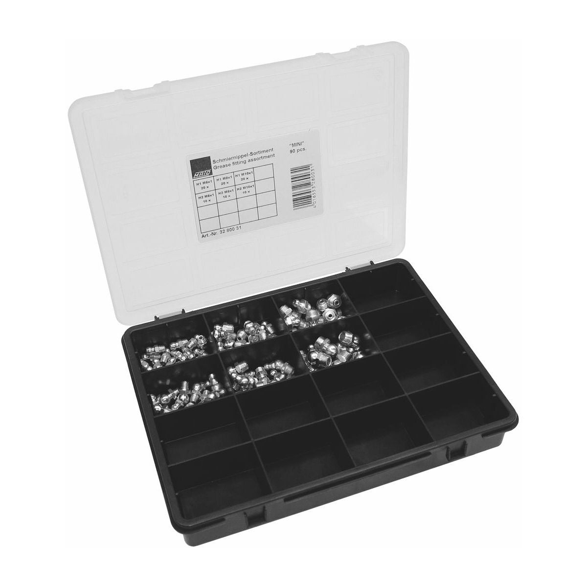 Smörjnippelsortiment väska 90 delars