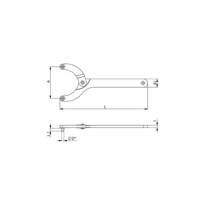 Ställbar haknyckel rak 40/4 mm