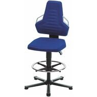 Arbetssnurrstol, tygstoppning, med glidknappar och fotring, hög BLUE