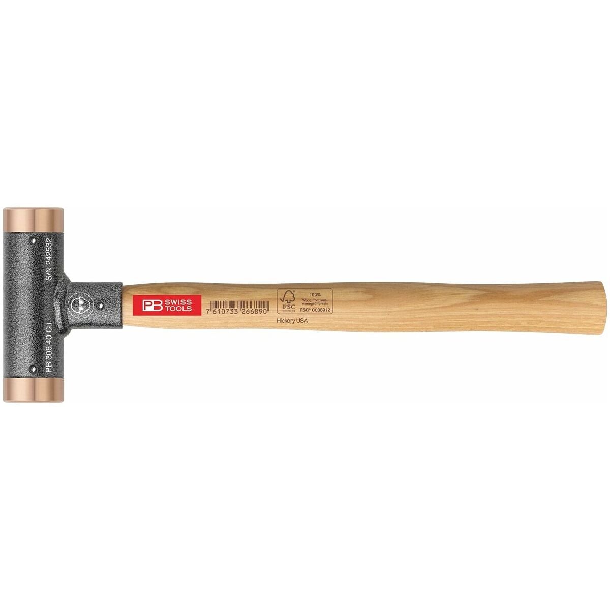 Studsfri hammare med kopparslag Hickoryskaft