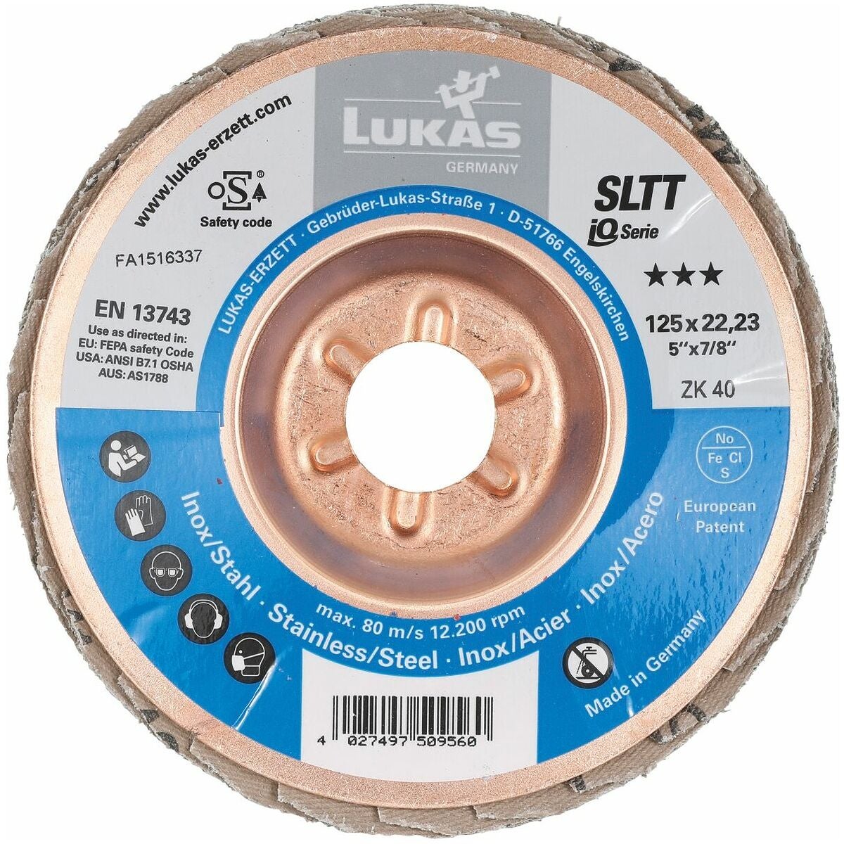 Lamellrondell SLTT (ZA), plan-konvex för stål ⌀ 125 mm