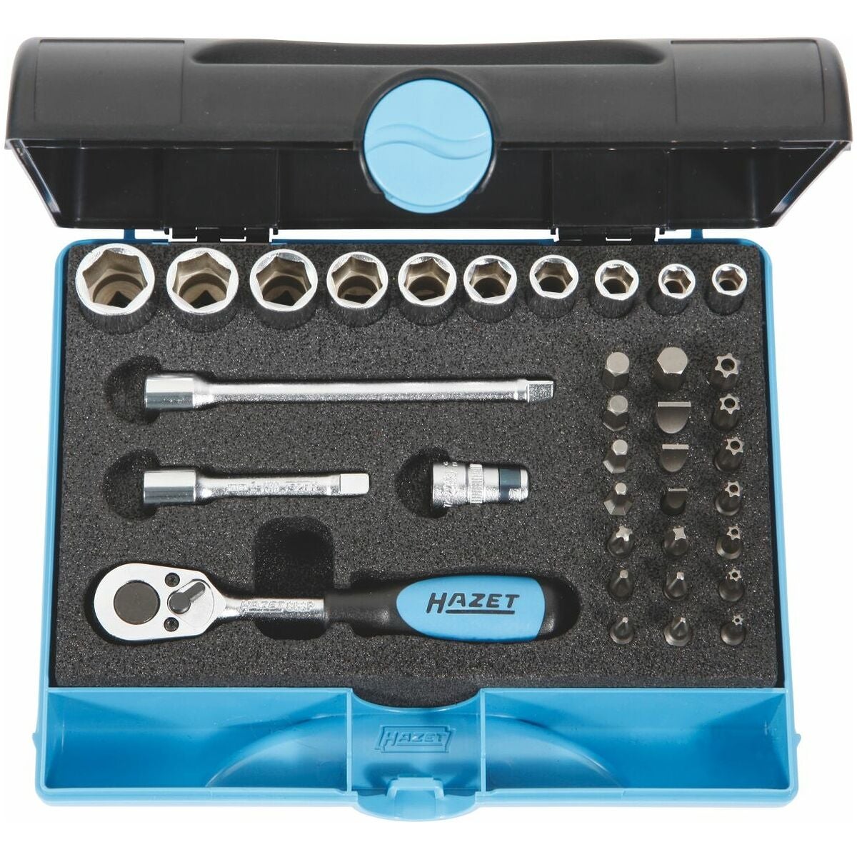 Hylsnyckelsortiment 1/4 tum fyrkant 35 delar