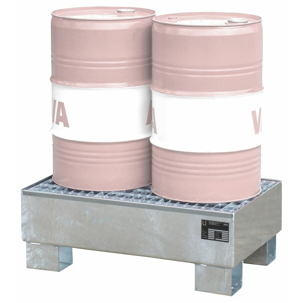 Uppsamlingstråg för 60-litersfat förzinkat med galler