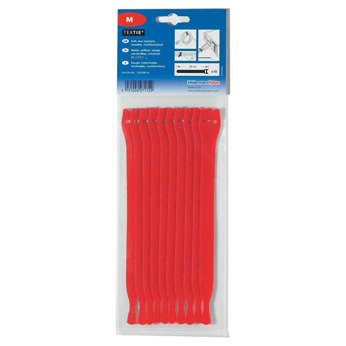 Sats med kardborrbuntband TEXTIE, 200 × 12,5 mm R
