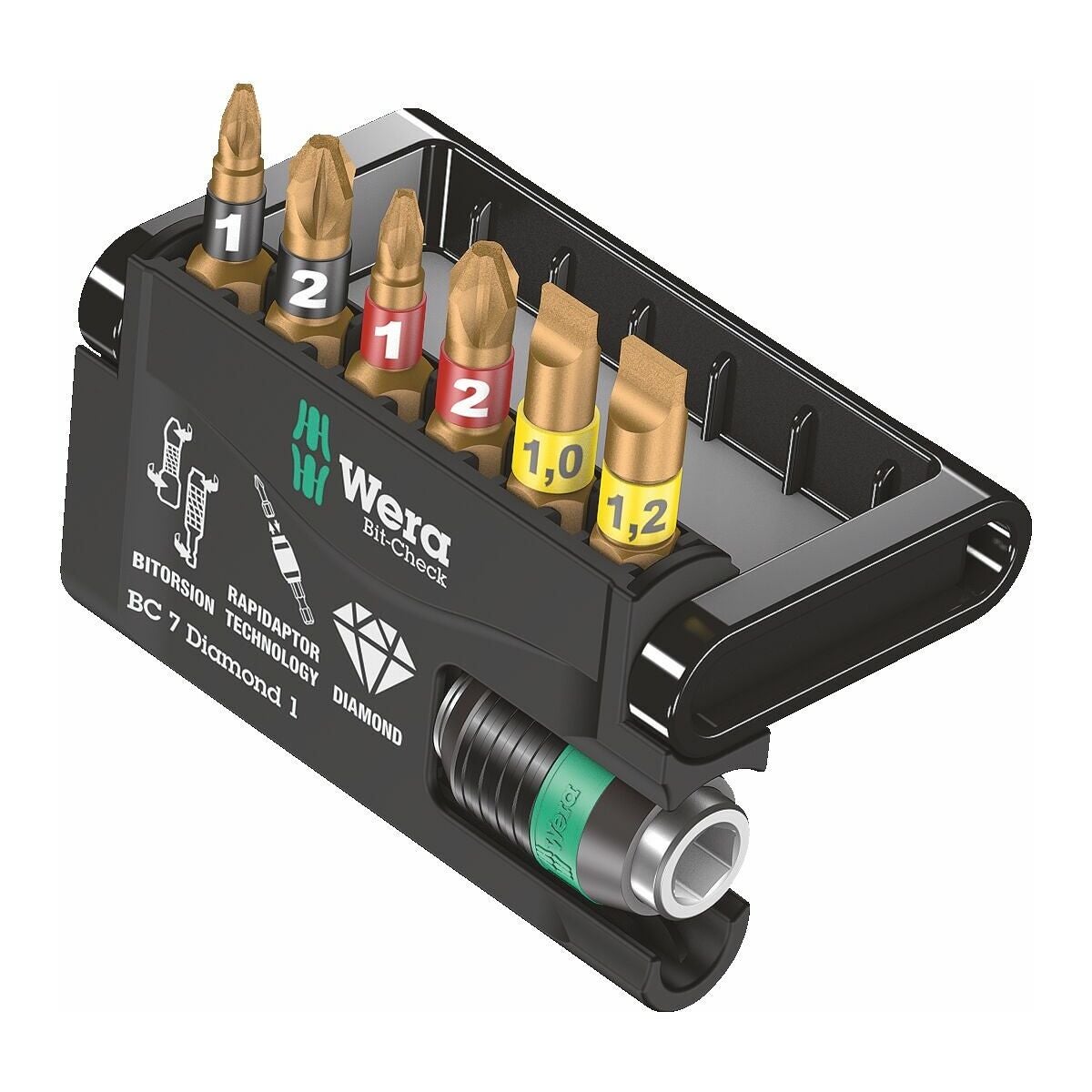 Bits-sortiment BiTorsion 7 delar, diamantbelagd
