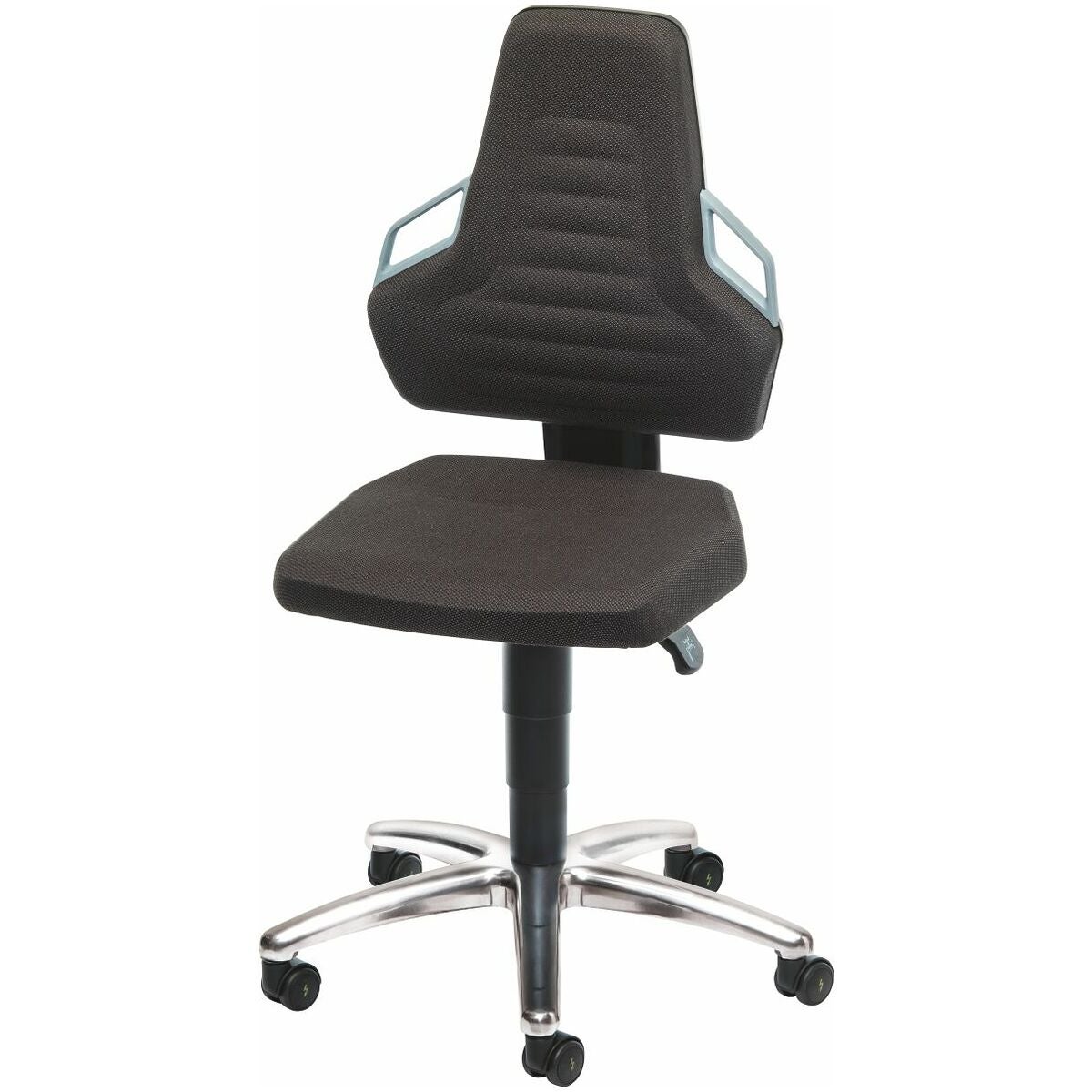 ESD-arbetssnurrstol, tygstoppning, med hjul, låg BLACK