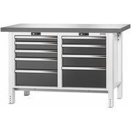 Arbetsbänk, 9 utdragslådor, Eluplan-skiva mörk 1500 mm