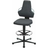 Arbetssnurrstol Supertec, med glidknappar och fotring, hög BLACK