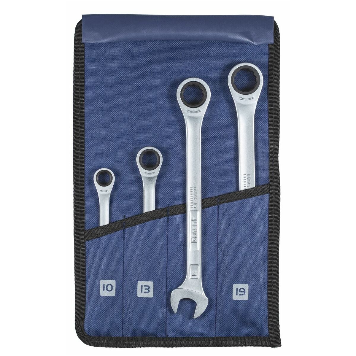 Fast skruvnyckel- / ringspärrnyckelsats i rullväska