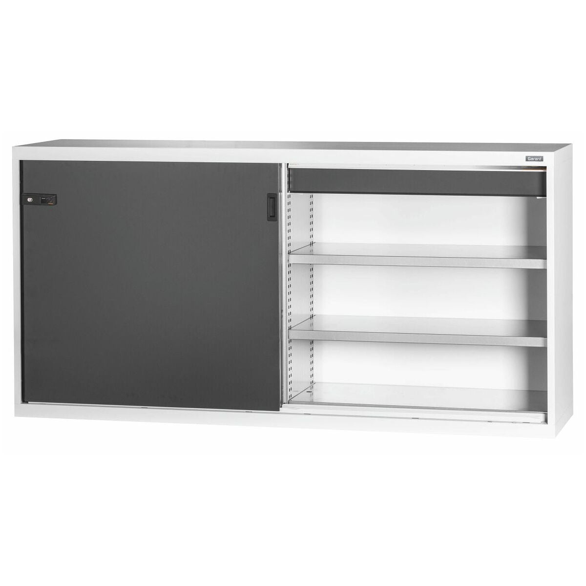 Basskåp med utdragslåda, skjutdörrar helt av plåt 36×14G