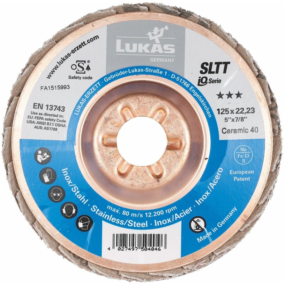 Lamellrondell SLTT (CER), plan-konvex för INOX ⌀ 125 mm