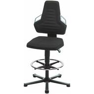 Arbetssnurrstol, tygstoppning, med glidknappar och fotring, hög BLACK