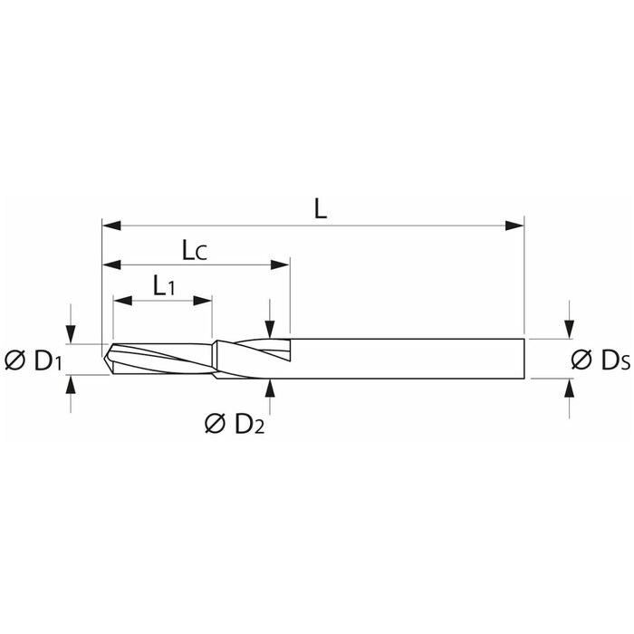 Kärnhålstappborr HSS 90° M8