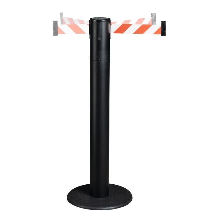 Spärrstolpe med roterande huvud inklusive bältesband (2 styck), svart R/W
