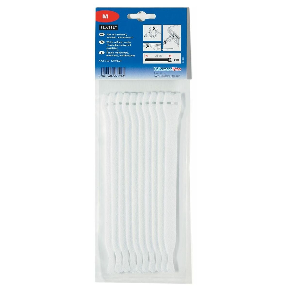 Sats med kardborrbuntband TEXTIE, 200 × 12,5 mm W