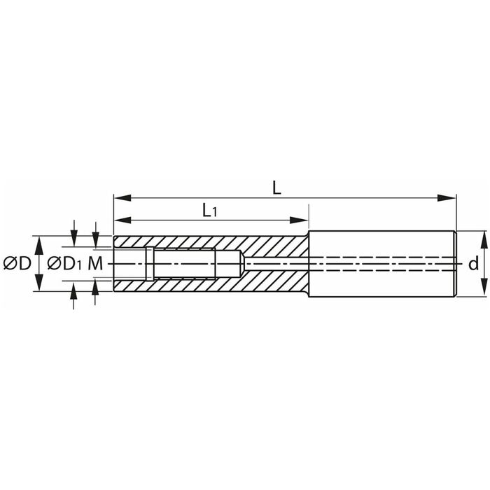 Förlängning för kopierfräsar i solid hårdmetall ⌀ d = 16 mm M8X115