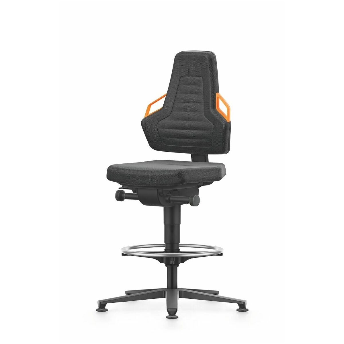 Arbetssnurrstol Supertec, med glidknappar och fotring, hög BLACK