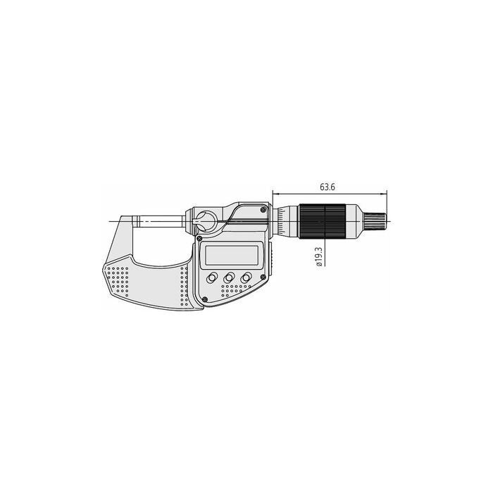 Digital bygelmikrometer IP65 med datautgång och spärrtrumma 0-25 mm