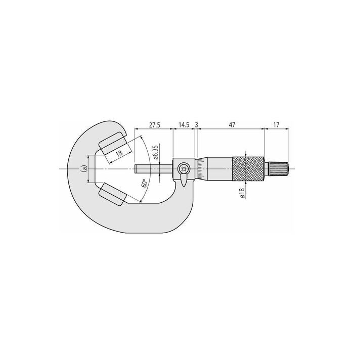 Bygelmikrometer med prisma 10-25 mm