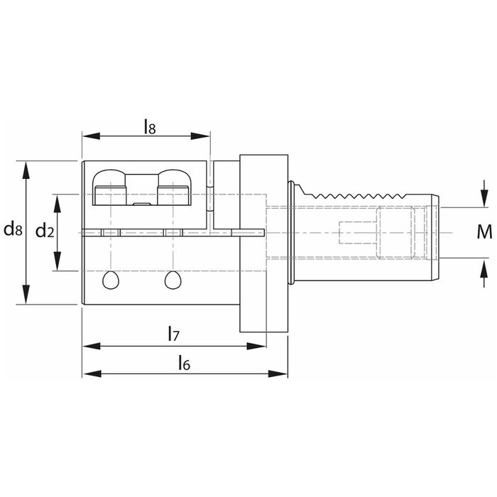 Invändig skärhållare, slitsad Form E2 10 mm