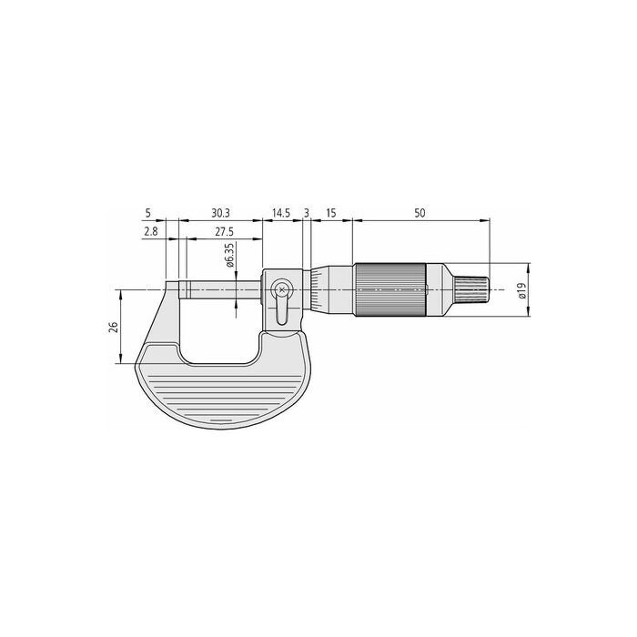 Bygelmikrometer 0-25 mm