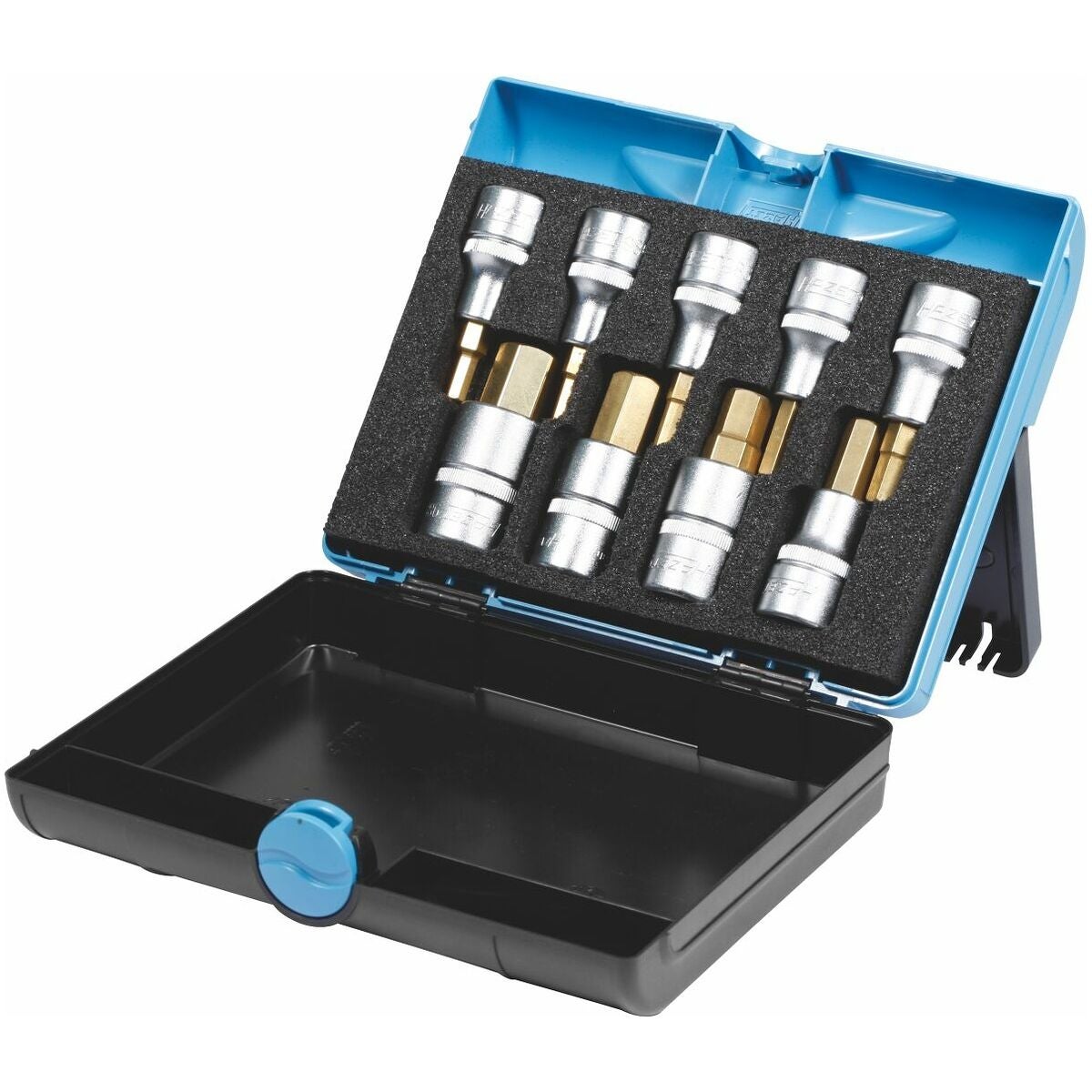 Sats med sexkants skruvdragarhylsor TiN-belagda, 1/2 tum-fyrkant 9 delar