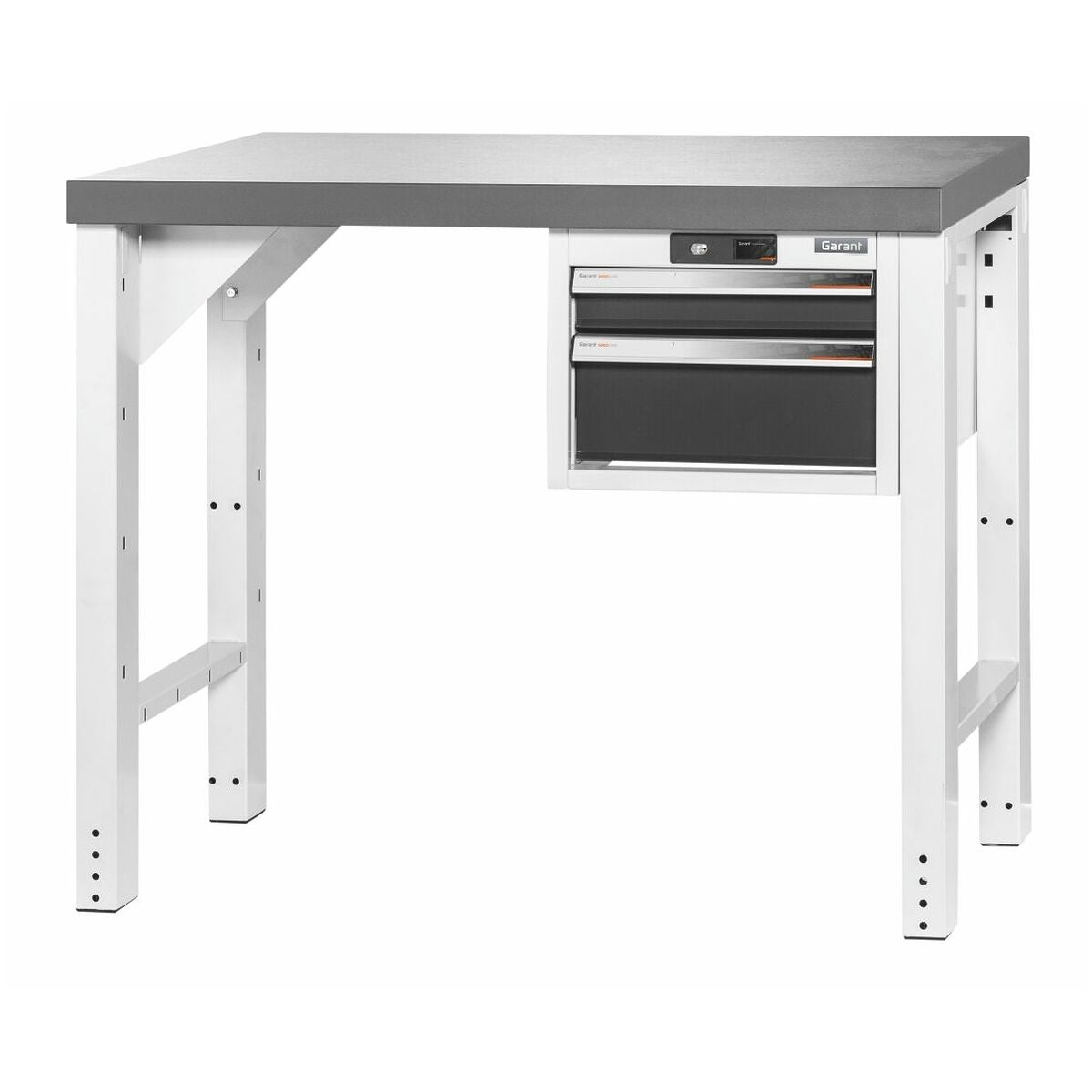 Vario arbetsbänk med hurts 16G, höjd 850 mm, Eluplan-skiva mörk 12×20G