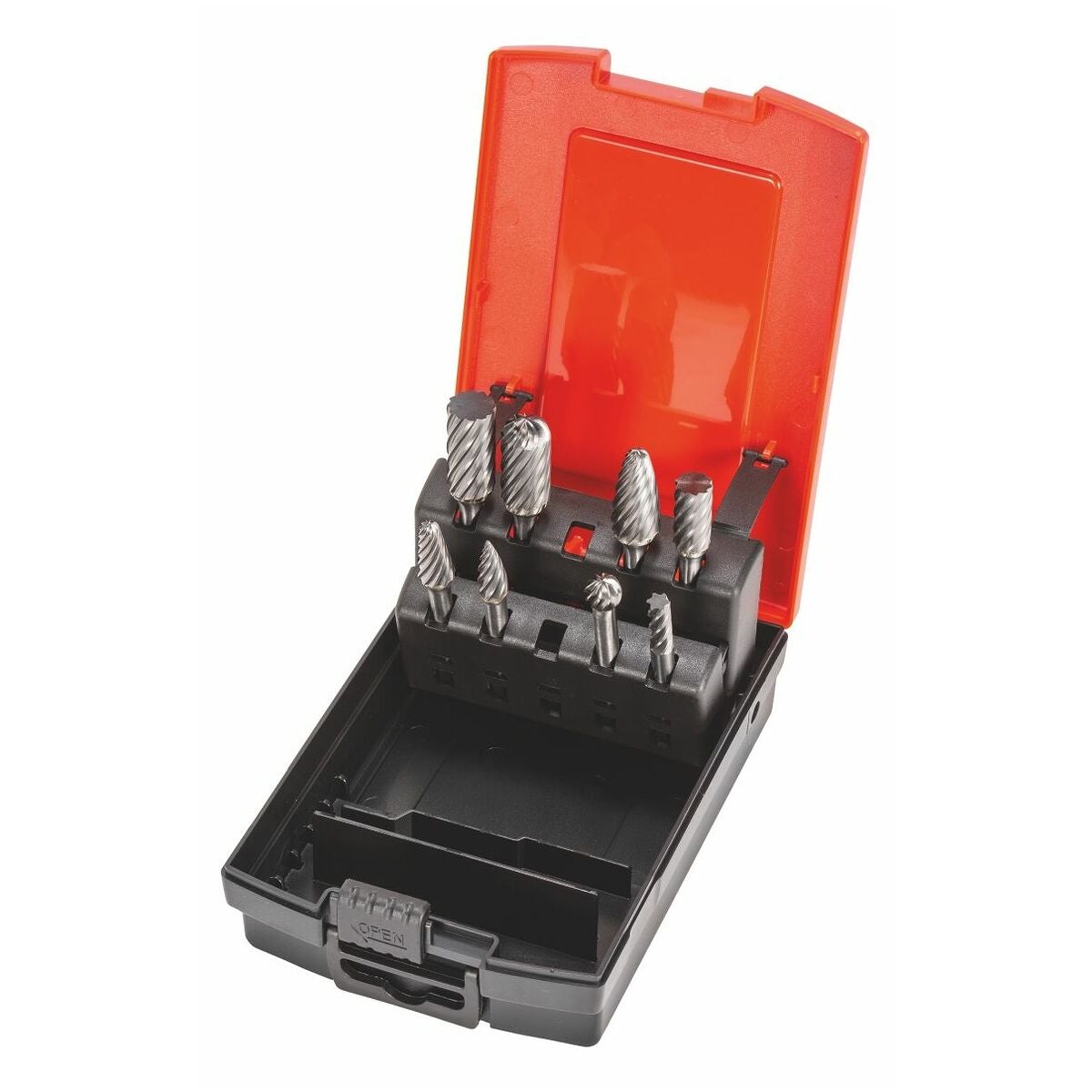 Sats med roterande filar 8 delar, tandning INOX − grov VHM