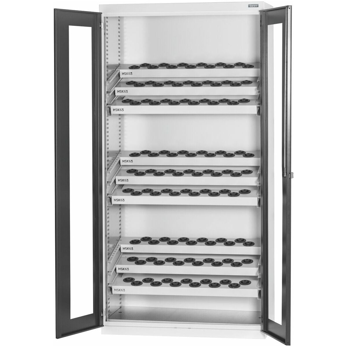 CNC-skåp komplett med verktygshållare, med fönsterförsedda dörrar