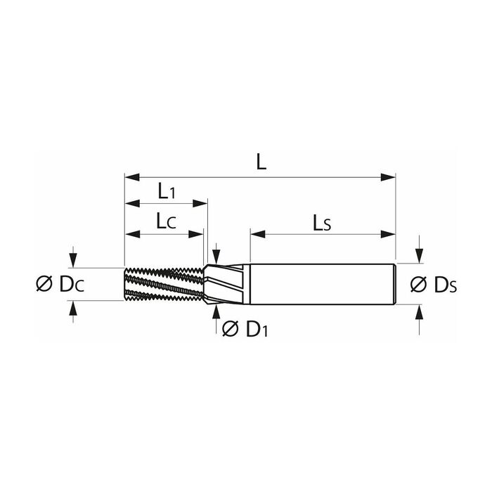 Gängfräsar med cylindriskt skaft 1,5×D M6