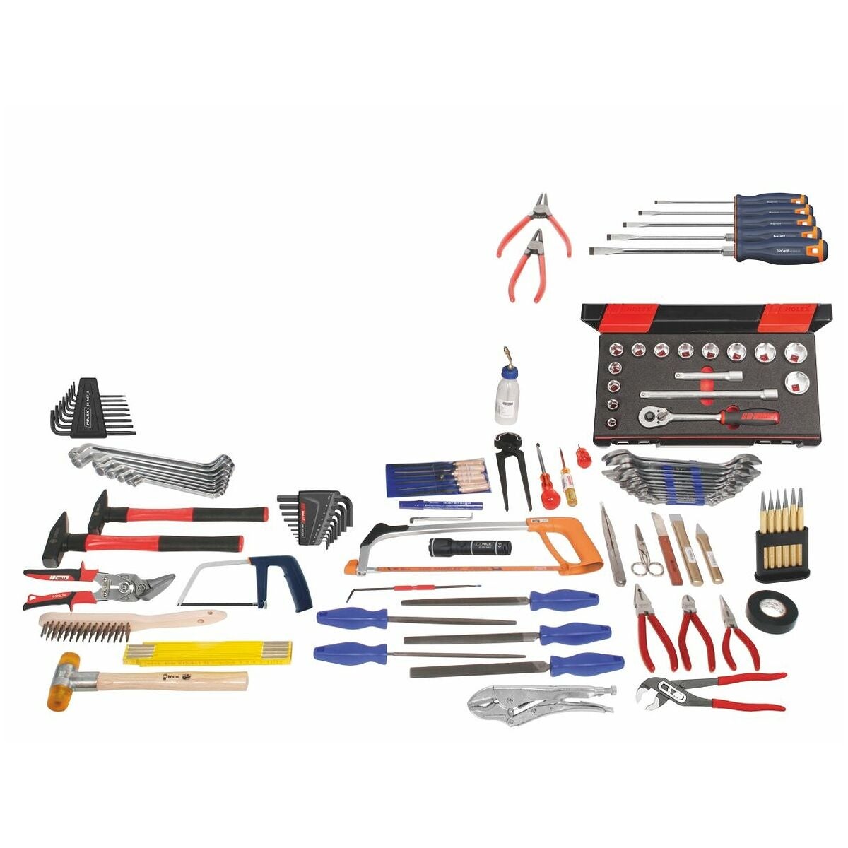 Montageverktygssortiment, 107 delar utan behållare