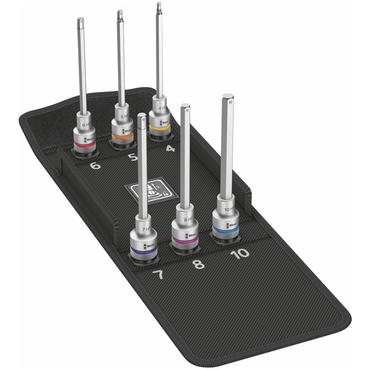 Sats med sexkants skruvdragarhylsor 1/2 tum-fyrkant 6 delar, lång
