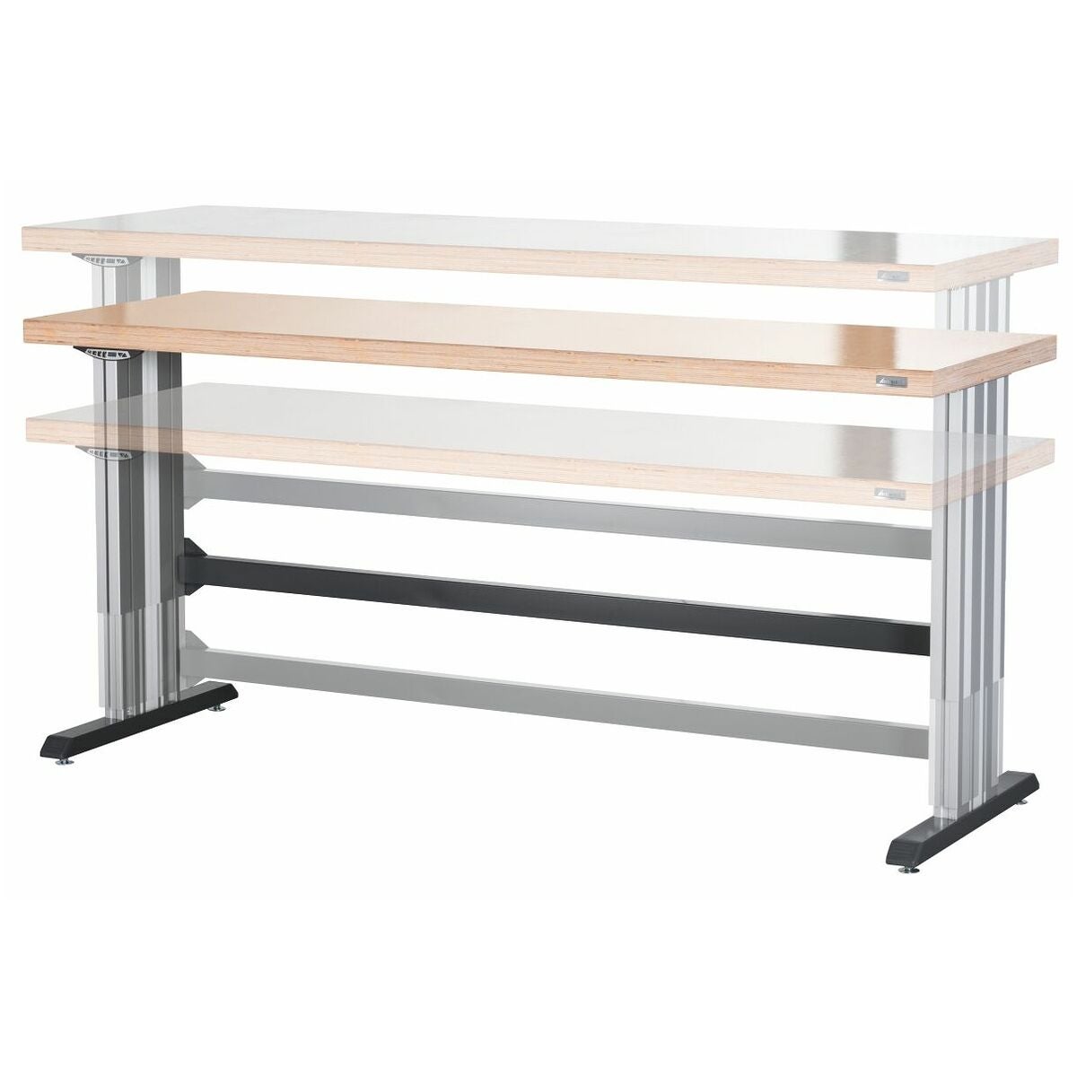 Elektriskt höjdjusterbar arbetsplats (2 lyftpelare) Bärförmåga max. 500 kg 1500