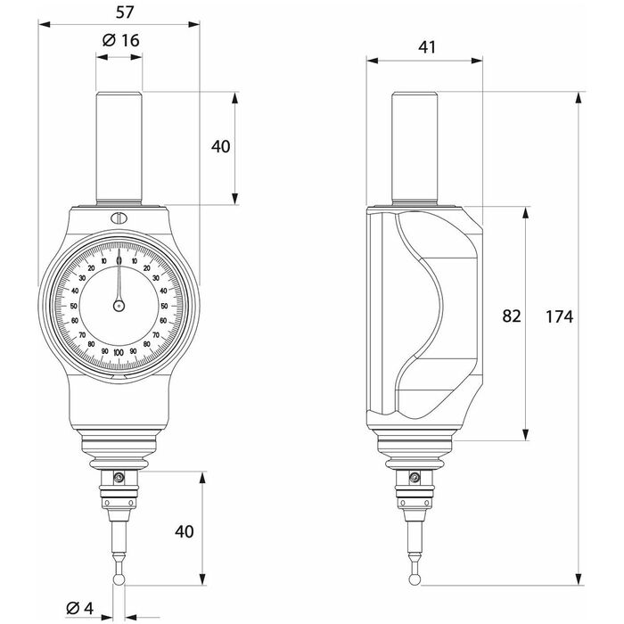 3D-sond analog med sondinsats (⌀ 4 mm)