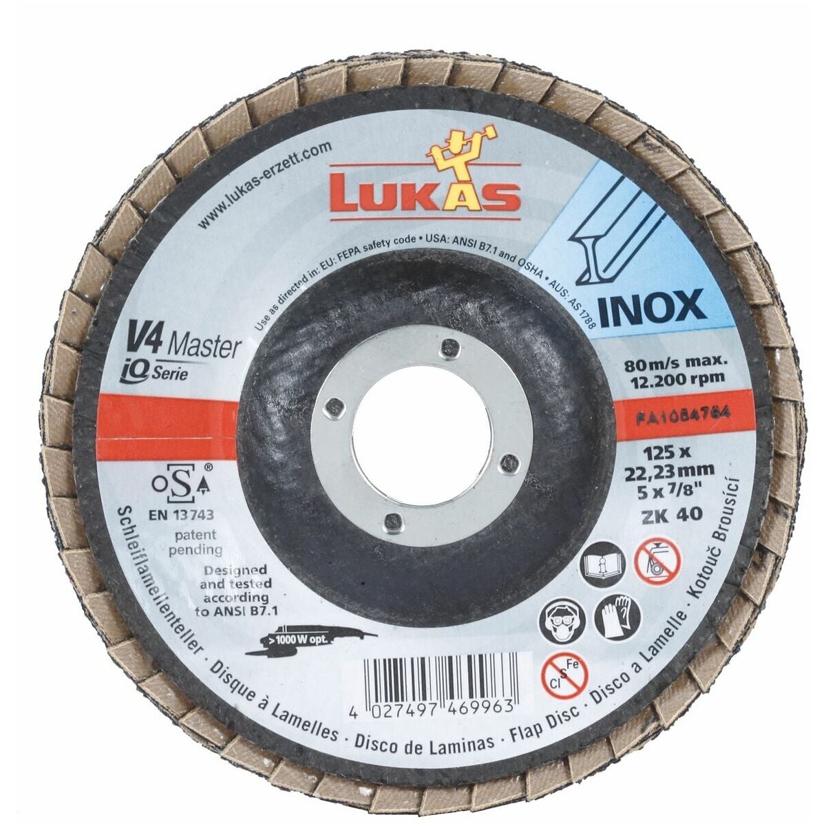 Lamellrondell V4 Master, (ZA), glasfiberrygg, konvex för stål och rostfritt stål ⌀ 115 mm