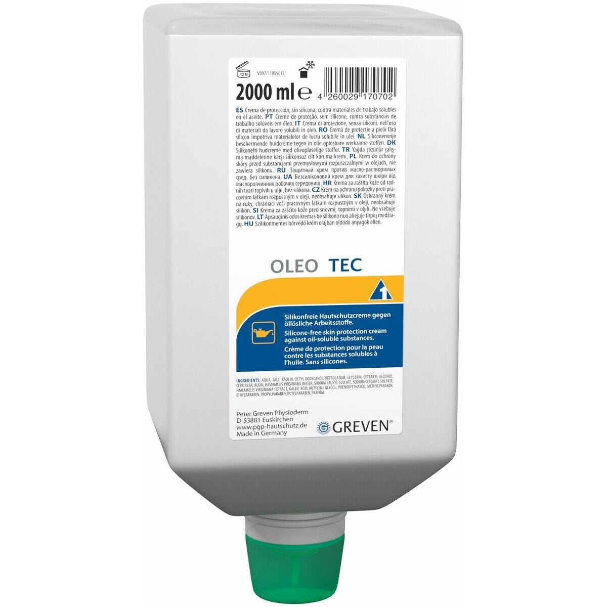 Hudskyddscreme GREVEN® OLEO TEC 2000 ml
