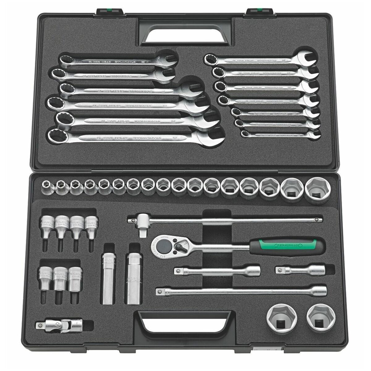 Hylsnyckelsortiment och skift-/ringnyckel, 1/2 tum fyrkant 47 delar