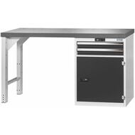 Vario arbetsbänk med hurts 24G, dörr, höjd 850 mm, Eluplan-skiva mörk 1500/T2 mm