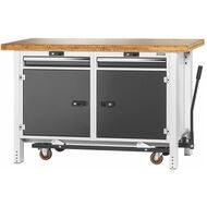 Arbetsbänk med åkanordning, höjd 950 mm med bambuskiva 20×20G