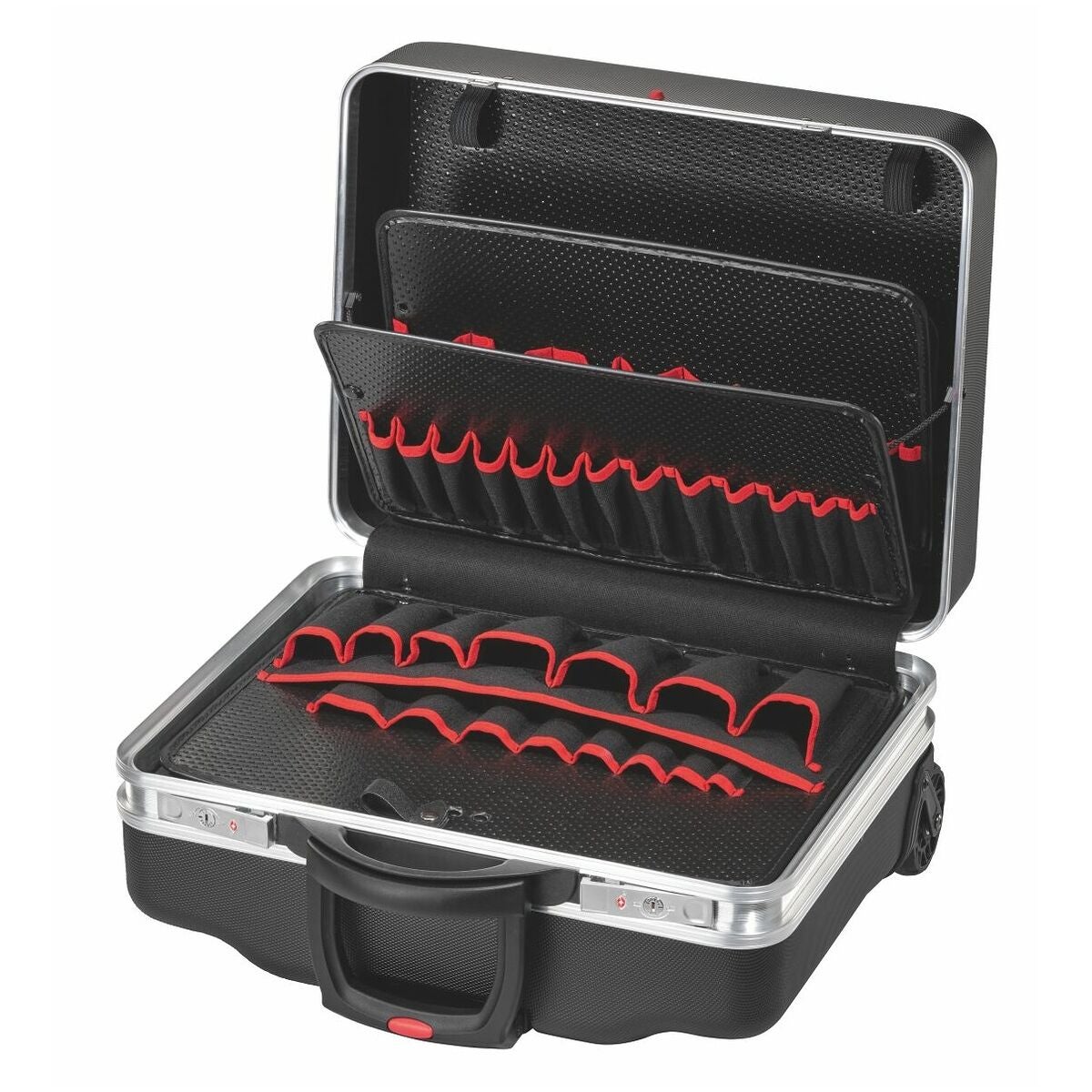 X-ABS-verktygsväska med bottenlåda, 2 verktygstavlor och TSA-lås, rullbar