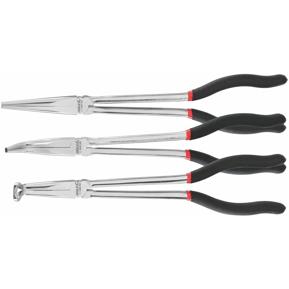 Spetstångsortiment, långt utförande Tredelad