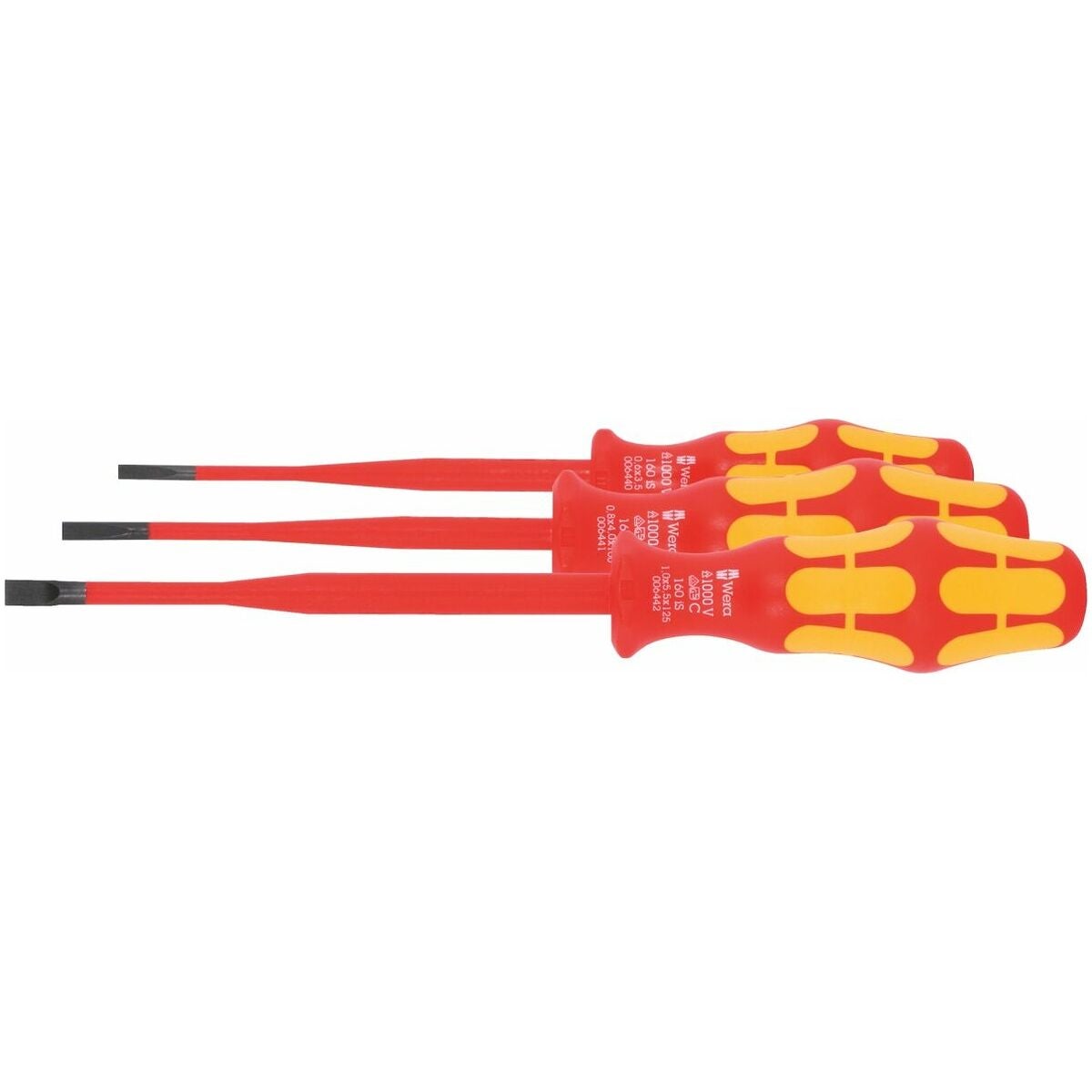 Elektrikerskruvdragarsats för spår, reducerad klingdiameter med kraftformhandtag Helt VDE-isolerad