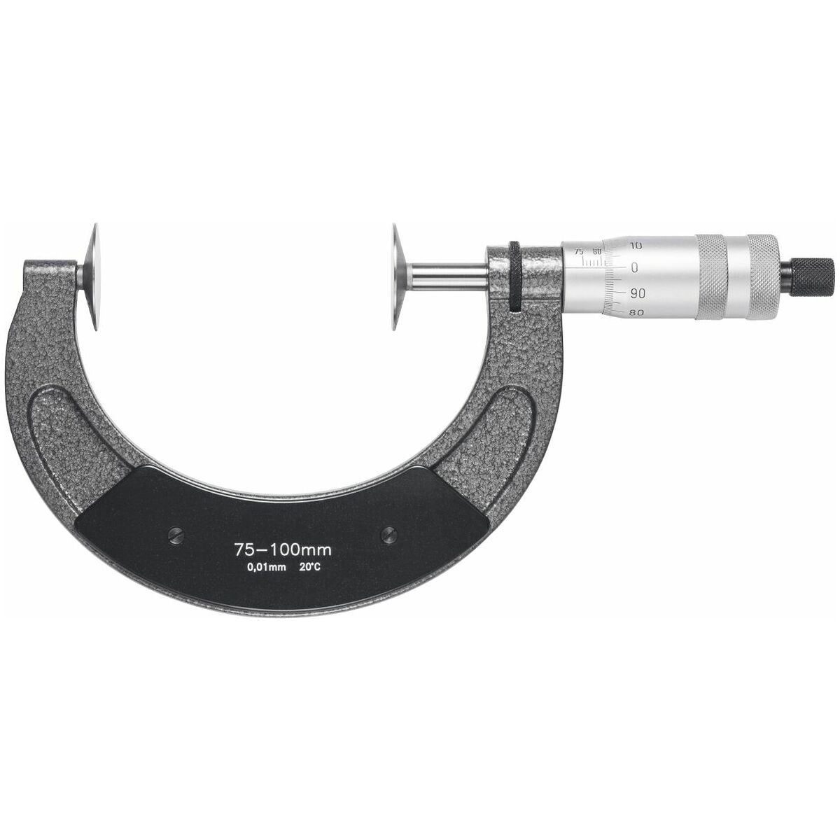 bygelmikrometer med tallriksmätytor ⌀ 25mm 75-100 mm