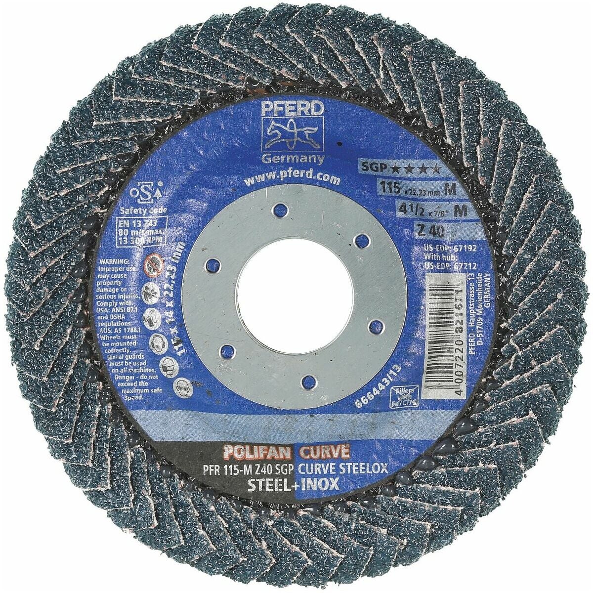 Lamellslipskiva för stål, POLIFAN-CURVE (ZA)