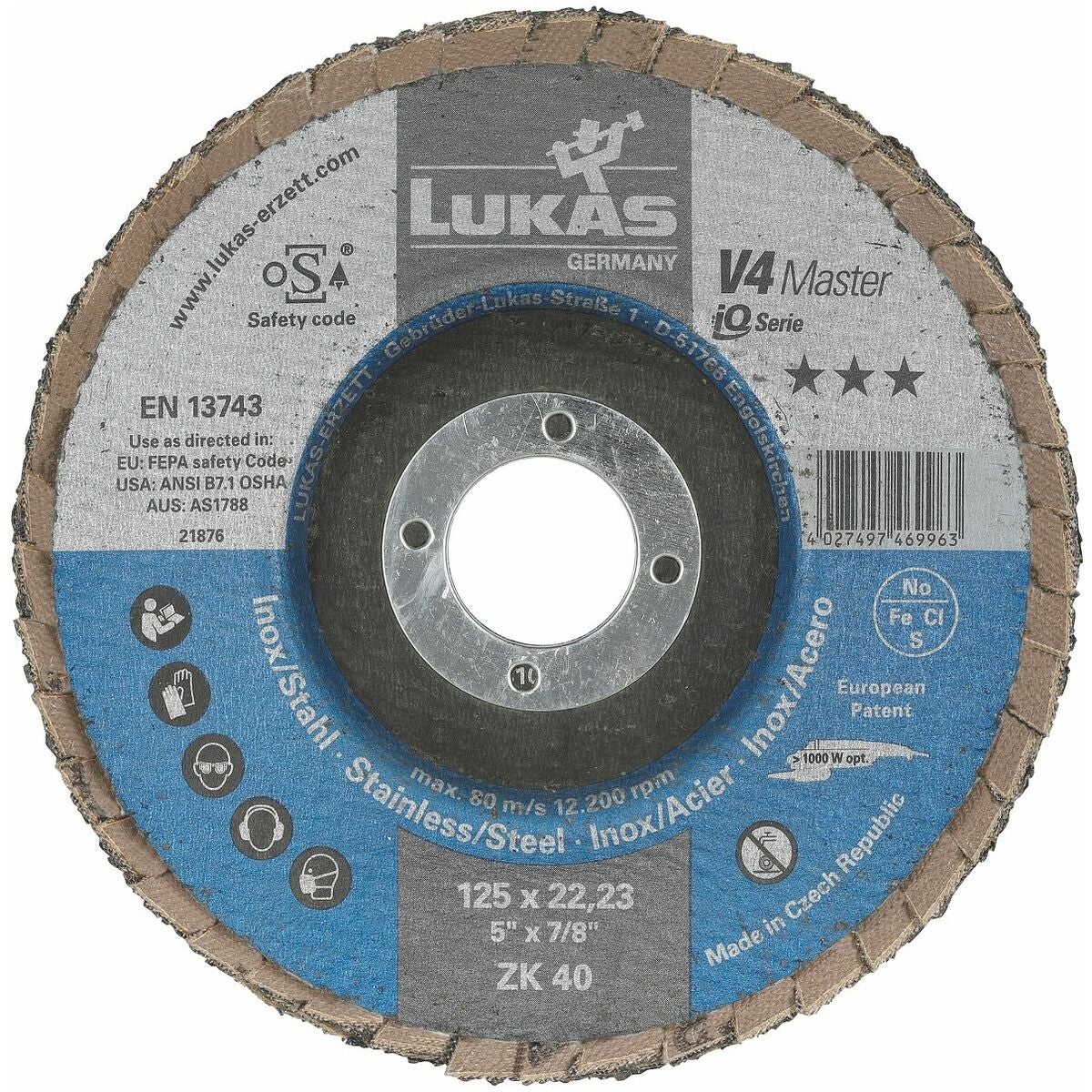 Lamellrondell V4 Master, (ZA), glasfiberrygg, konvex för stål och rostfritt stål 60