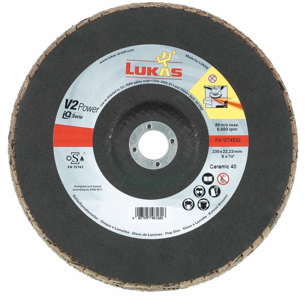 Lamellrondell V2 Power (CER), plan-konvex för INOX ⌀ 230 mm