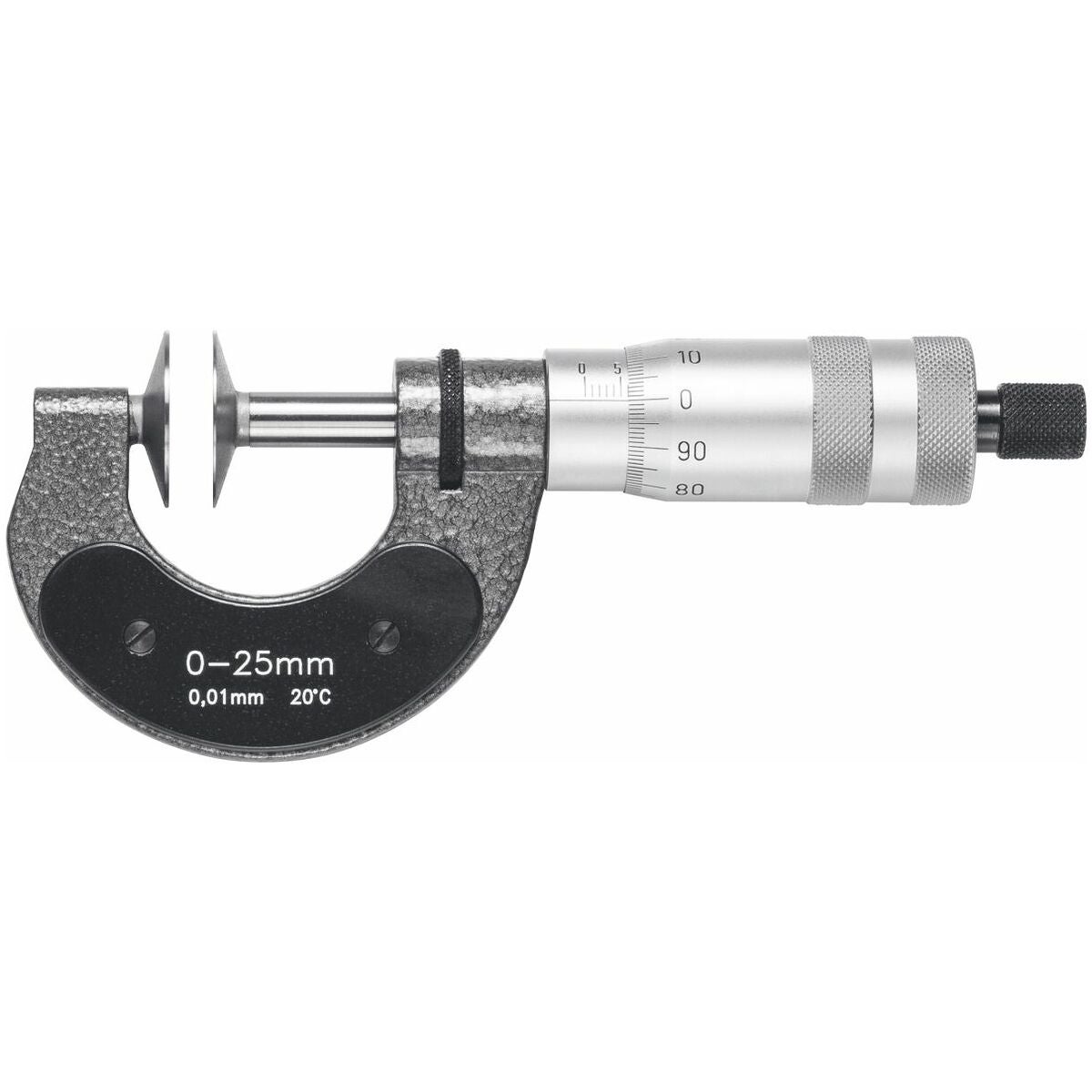 bygelmikrometer med tallriksmätytor ⌀ 25mm