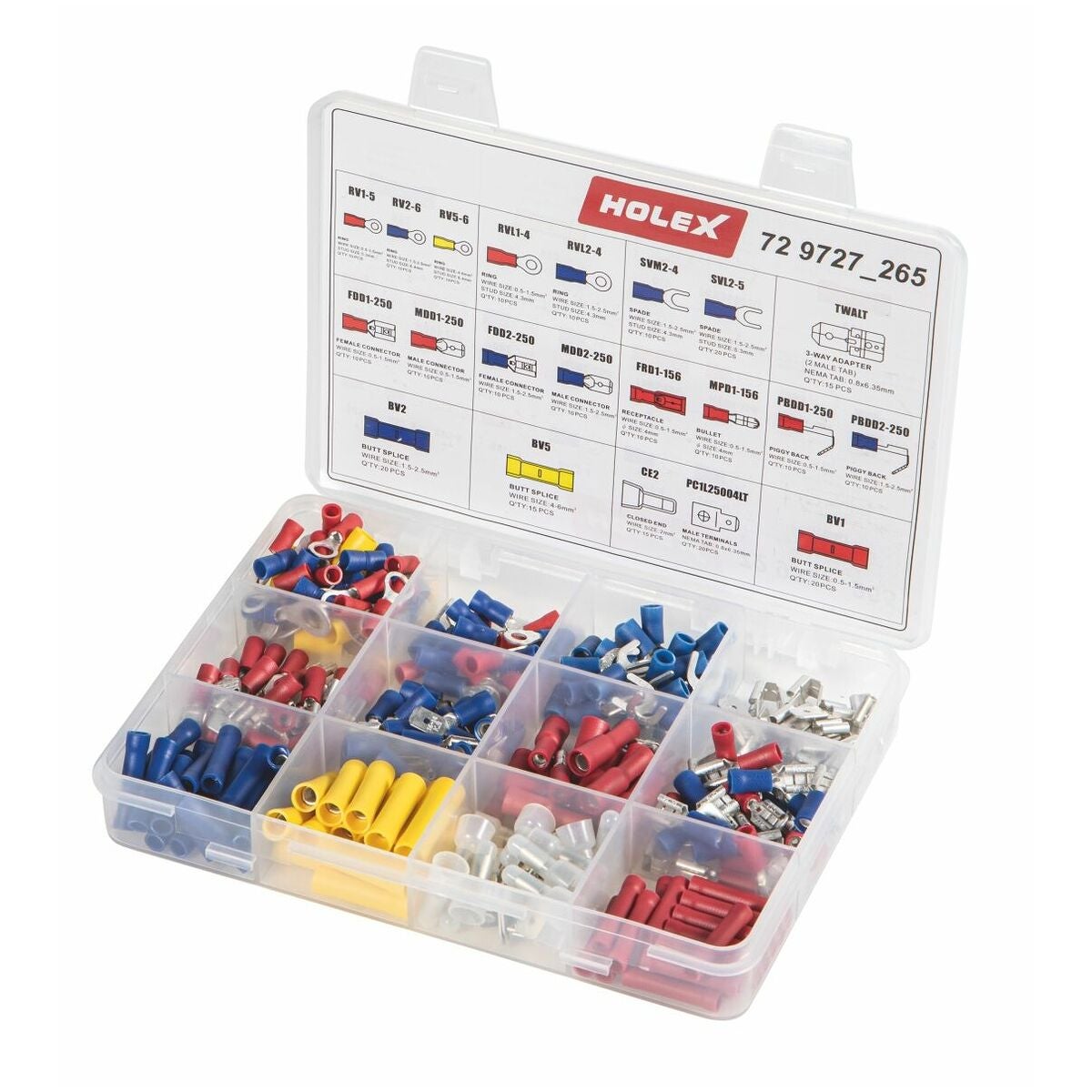 Sats med kabelskor, stift och skarvdon, utan presstång