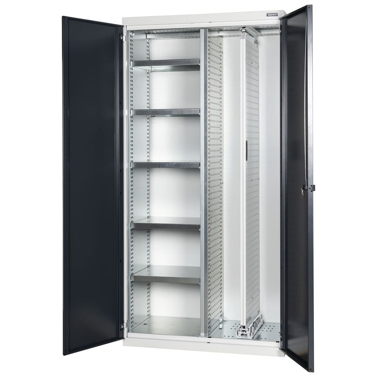 Vertikalskåp med perforerad panel, bredd 40G med dörrar helt av plåt